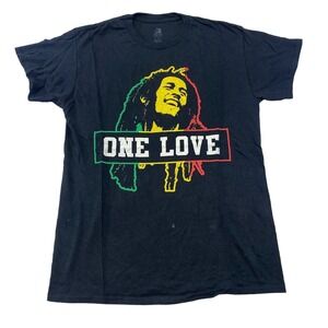 One Love Bob Marley Graphic Tee Thrifted Vintage Style Size M